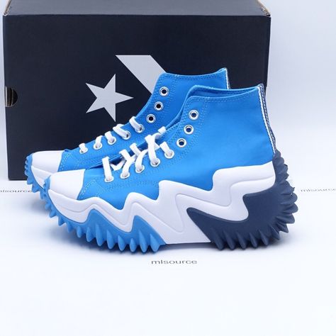 Converse Run Star Motion Cx High Platform Shoes A03078c Dial Up Blue/Navy/White - New In Box, Box Is Lightly Damaged. Us Size 5 Men's == Us Size 6.5 Women's Us Size 6 Men's == Us Size 7.5 Women's Us Size 7 Men's == Us Size 8.5 Women's We Only Sell 100% Genuine Products, Sourced From Major Retailers. Pink High Top Converse, Sequin Converse, Converse Run Star Motion, Converse All Star White, Converse Vintage, High Platform Shoes, Curvy Casual Outfits, Converse Platform, Look Legging