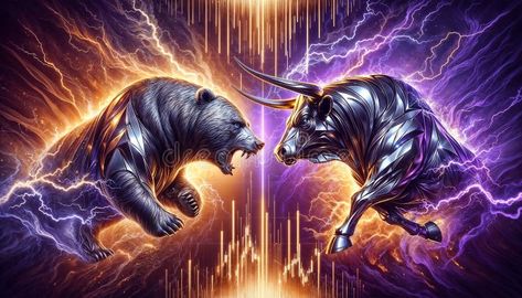 Bull vs bear, symbols of stock market , fierce market battle in gold and purple colors with chart royalty free stock images Stock Market Bull Wallpaper, Bull Market Wallpaper, Purple Color Chart, Market Wallpaper, Stock Market Trends, Bull Images, Bulls Wallpaper, Bull Market, Iphone Wallpaper Stills