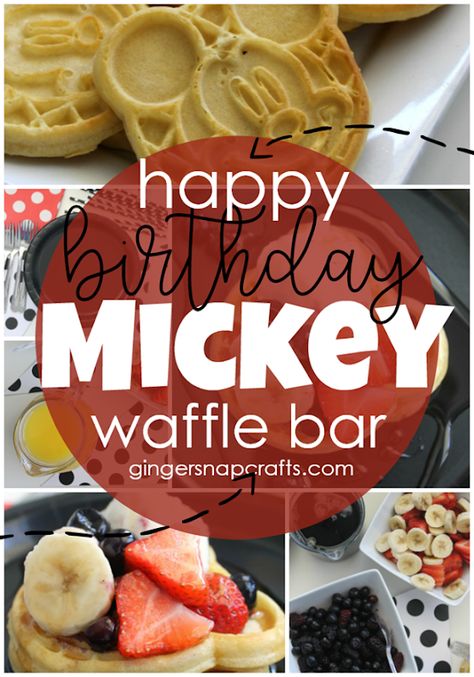 Mickey Waffle Bar, Mickey Mouse Breakfast Ideas, Mickey Mouse Birthday Food, Mickey Waffle, Themed Meals, Happy Birthday Mickey Mouse, Yummy Waffles, Birthday Mickey Mouse, Waffle Bar