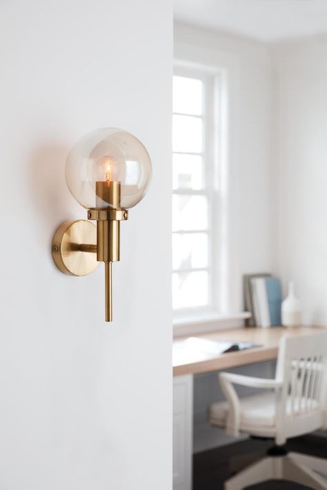 Hall Wall Lighting, Wall Bracket Light, Modern Brass Lighting, Industrial Luxe, Home Lighting Ideas, Rustic Industrial Lighting, Interior Portfolio, Contemporary Bathroom Lighting, Hall Lighting