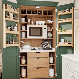 Kitchen Pantry Organization Ideas, Kitchen Pantry Organization, Pantry Organization Ideas, Kitchen Larder, Appliance Cabinet, Appliance Garage, Pantry Cupboard, Appliances Storage, Kitchen Organization Pantry