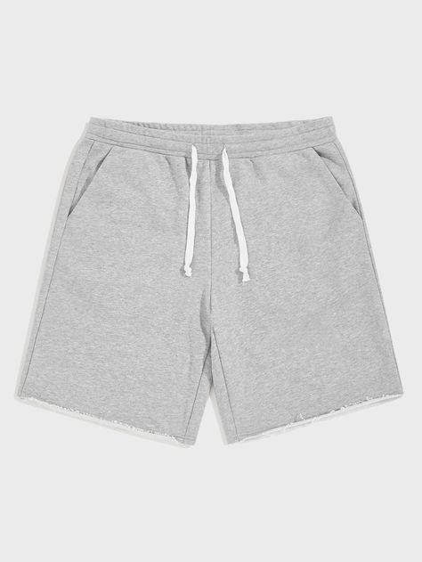 SHEIN Men Heathered Gray Drawstring Athletic Shorts | SHEIN USA Mens Sleepwear Shorts, Guys Outfits, Athleisure Shorts, Shein Men, Mens Haircuts Fade, Lazy Outfits, Grey Joggers, Track Shorts, Sweat Shorts