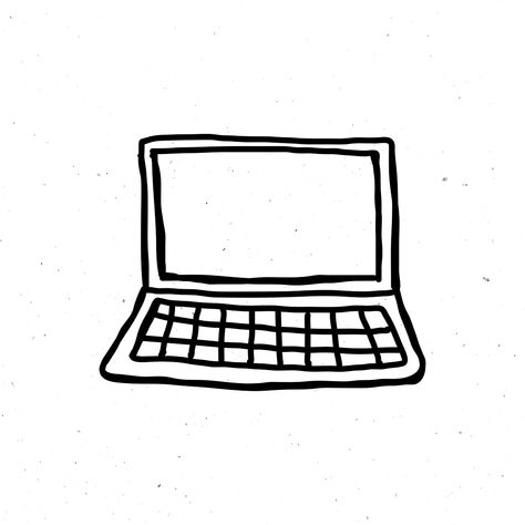 Laptop Sketch Drawings, Laptop Drawing Easy, Pencil Icon Aesthetic, Computer Illustration Design, Computer Doodle, Laptop Sketch, Laptop Doodle, Laptop Clipart, Laptop Logo