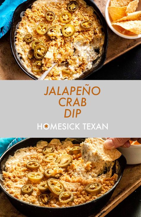 Jalapeño crab dip | Homesick Texan Homesick Texan, Crab Dip, Portable Food, Culinary School, Party Food Appetizers, Seafood Dishes, Dip Recipes, Appetizers For Party, Appetizer Snacks