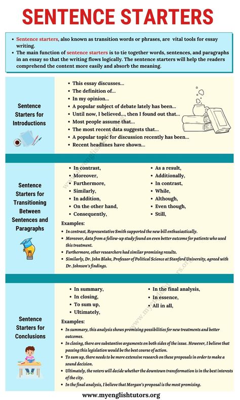 Introduction Sentence Starters, Sentence Starters Writing, Sentence Transitions, Essay Sentence Starters, Sentences Rules, Good Sentence Starters, Effective Speaking, Ela Posters, Sentence Making