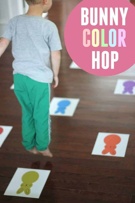 Bunny Color Hop for Toddlers and Preschoolers - Toddler Approved School Easter Party, Easter Activities For Preschool, Easter Lessons, Easter Party Games, Easter Crafts For Toddlers, Easy Toddler Activities, Easter Preschool, Easter Activities For Kids, Easter Games