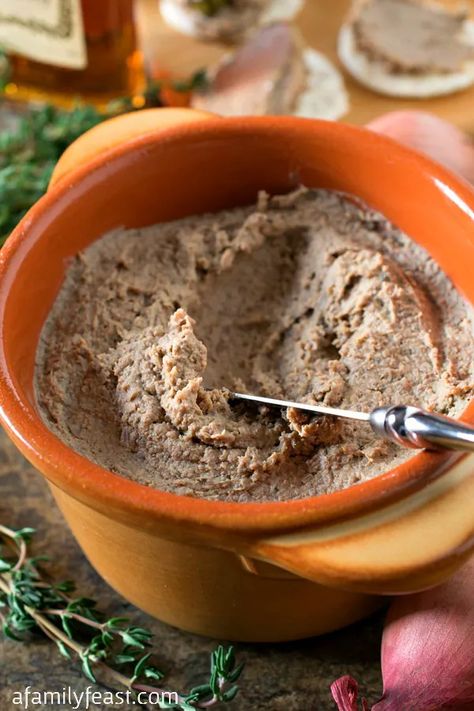 Chicken Liver Pâté - A Family Feast® Antipasto Recipe, Chicken Liver Pate Recipe, Liver Pate Recipe, Chicken Liver Recipes, Liverwurst, Liver Pate, Chopped Liver, Pate Recipes, Chicken Liver Pate