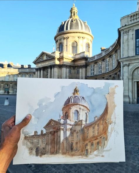 Domed Building, Aquarelle Painting, Travel Art Kit, Travel Art Journal, Art Tutorials Watercolor, Watercolor Architecture, Architecture Drawing Art, Everyday Art, Architectural Sketch