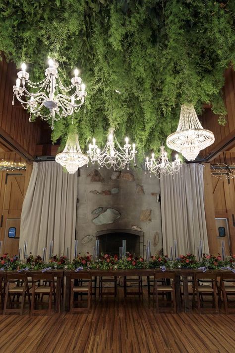 Wedding Greenery Ceiling, Greenery Ceiling, Chandelier Installation, Sisters Book, Wedding Greenery, Wedding Chandelier, Ceiling Installation, St Regis, Ceiling Chandelier