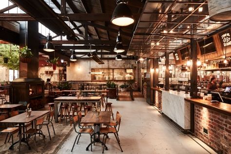 Stomping Ground restaurant by Studio Y, Melbourne – Australia Brewery Bar Design, Brewery Interior, Brewery Bar, Brewery Design, Industrial Restaurant, Bar Design Awards, Drinks Design, Cozy Cafe, Bar Interior