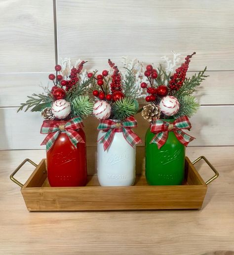 A silver glittery tree, snow-covered branches, and a faux snow base with white candles to set the wintry mood. Mason Jar With Fairy Lights, Mantle Decor Christmas, Centerpiece Christmas Decor, Holiday Mason Jar, Centerpiece Party, Party Event Decor, Holiday Table Centerpieces, Mason Jar Centerpiece, Holiday Picks