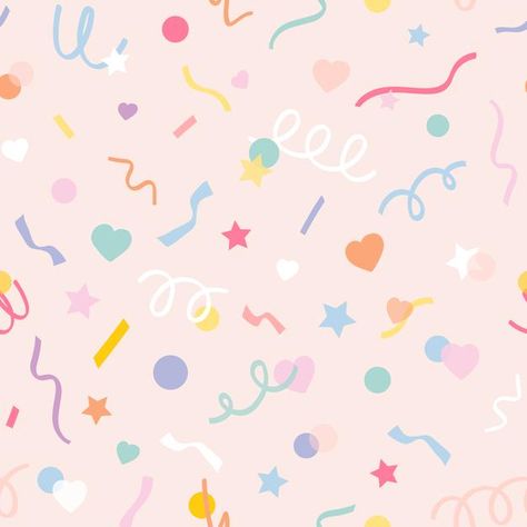 Cute Icon Wallpaper, Confetti Wallpaper, Pastel Confetti, Free Vector Backgrounds, Confetti Background, Pastel Birthday, Birthday Illustration, Birthday Wallpaper, Kids Background