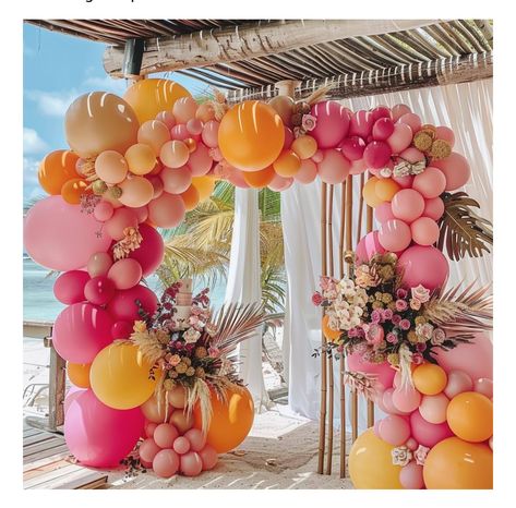 Sunset Birthday Theme Decor, Sunset Theme Party Decorations, Sunset Birthday Theme, Sunset Theme Party, Balloon Garland Pink, Peach Balloons, Pastel Balloon Garland, 18th Debut, Tequila Sunset