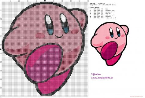 Happy Kirby cross stitch pattern (click to view) Happy Kirby, Kirby Cross Stitch, Kawaii Cross Stitch, Pokemon Cross Stitch, Nerd Crafts, Pixel Drawing, Custom Cross, Stitch Cartoon, Beaded Cross Stitch