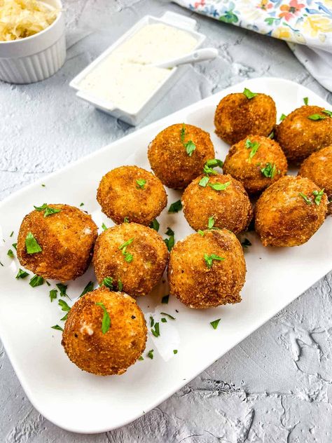 Sauerkraut Balls Sourkrout Balls Recipes, Sauerkraut Meatballs, Sauerkraut Balls, Sausage And Sauerkraut, Veggie Balls, Making Sauerkraut, Bratwurst Sausage, Homemade Sauerkraut, Potato Pasta