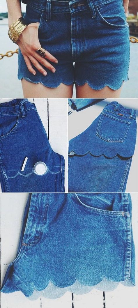 Jean Diy, Diy Clothes Refashion, Shorts Diy, Diy Jeans, Mode Tips, Clothes Jeans, Diy Shorts, Diy Vetement, Jeans Diy