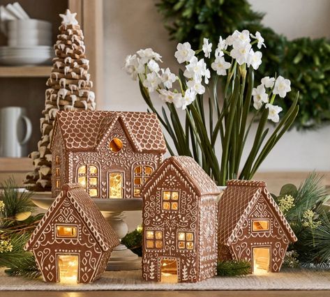 Gingerbread House Decor Pottery Barn Christmas Decor, Pottery Barn Christmas, Gingerbread Christmas Decor, Gingerbread Village, Gingerbread House Decorations, Christmas Gingerbread House, 12 December, Christmas Inspo, Gingerbread Houses