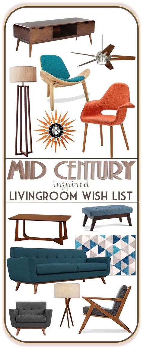 Furniture Moodboard, Shipping Furniture, Tv Fal, Interior Design Minimalist, Retro Living Rooms, Mid Century Living, Mid Century Living Room, Mid Century Modern Living, Mid Century Modern Living Room