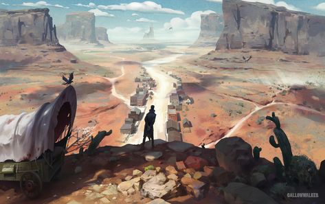 ArtStation - Gallowwalker. City view, Nikolai Litvinenko Western Artwork, Fantasy Setting, Fantasy Paintings, Art Et Illustration, Matte Painting, Digital Art Illustration, Environment Design, Environment Concept Art, Environmental Art