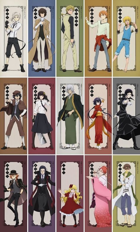 All Bsd Characters Together, Bungo Stray Dogs Characters, Bsd Characters, Penanda Buku, Bungou Stray Dogs Characters, Anime Printables, Anime Crafts, Bongou Stray Dogs, Stray Dogs Anime