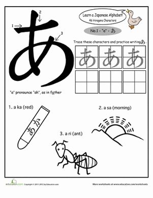 Kindergarten Phonics Japanese Foreign Language Worksheets: Japanese Alphabet: Hiragana Japanese Alphabet Hiragana, Hiragana Alphabet, Japan For Kids, Hiragana Chart, Japanese Alphabet, Japanese Vocabulary, Materi Bahasa Jepang, Japanese Language Lessons, Learn Japanese Words