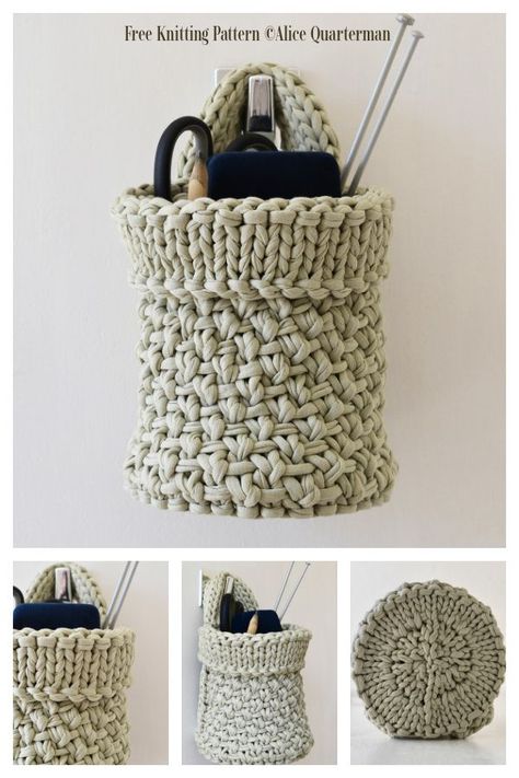 Hanging Wall Basket Free Knitting Pattern - Knitting Pattern Knitted Laundry Basket, Knit Hanging Basket Pattern Free, Knit Hanging Basket, Easy Knitted Basket Free Pattern, Knitted Hanging Basket Patterns, Knitted Hanging Basket, Knitted Storage Baskets Free Pattern, Knitted Basket Patterns Free, Hanging Wall Basket Ideas