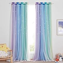 Curtains For Girls Bedroom, Window Coverings Bedroom, Layered Window Treatments, Girls Room Curtains, Rainbow Curtains, Kids Blackout Curtains, Girls Bedroom Curtains, Princess Decorations, Magical Adventure