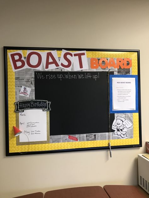 Boast Board Work, Staff Recognition Board Ideas, Department Bulletin Board Ideas, Employee Recognition Board Ideas, Staff Celebration Board, Employee Appreciation Bulletin Board Ideas, Recognition Bulletin Board, Shout Out Board Ideas, Staff Highlight Board