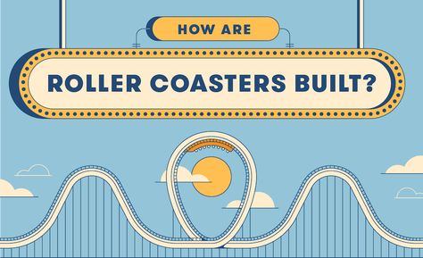 Infographic: How roller coasters are designed and built Roller Coaster Graphic Design, Rollercoaster Illustration, Roller Coaster Illustration, Roller Coaster Gif, Roller Coaster Design, Illustrated Infographic, Postcards Design, Wayfinding Signs, Scale Drawing