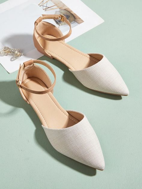 Minimalist Ankle Strap Flats | SHEIN USA Boho Wedding Shoes, Trendy Flats, Bridal Wedding Shoes, Trendy Sandals, Ankle Strap Flats, Women Flats, Open Toe Sandals, Trendy Shoes, Wedge Espadrille