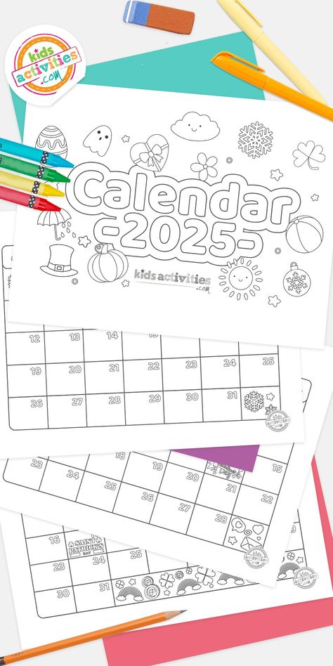 Get ready for the new year 2025 with our free printable calendar for kids 2024! Grab your crayons and make it colorful on your own way. Coloring Calendar 2025, Kids Calendar Craft, Kids Calendar Printable Free, Free 2025 Printable Calendar, Preschool Calendar Ideas, Calendar 2025 Free Printable, 2025 Calendar Printable Free, Life Orientation, Free Printable Calender