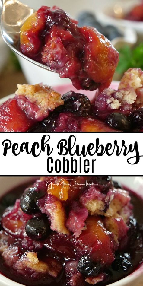 Cobbler Desserts, Blueberry Peach Cobbler, Peach Blueberry Cobbler, Blueberry Desserts Recipes, Blueberry Cobbler Recipes, Cobbler Recipes Easy, Cobbler Easy, Peach Blueberry, Berry Cobbler