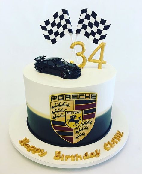 Porsche Cake Ideas, Porsche Cakes For Men, Car Themed Birthday Cake For Men, Porsche Birthday Cake, Car Cake Designs For Men, Cake For Car Lover, Porsche Cake, Car Shaped Cake, 26 Birthday Cake