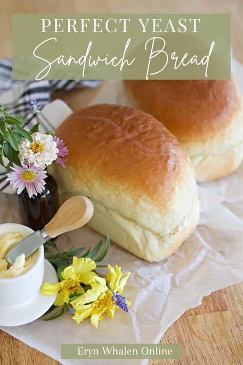 Unbleached Flour Bread Recipes, Sandwich Bread Recipe Instant Yeast, Simple Sandwich Bread Recipe, Easy Homemade Sandwich Bread, Yeast Sandwich Bread, Easy Bread Recipes For Beginners, Sandwhich Bread, Making Sandwiches, Homemade Sandwich Bread