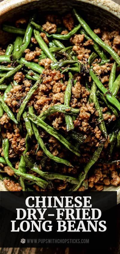 Simple and easy to make, Chinese dry-fried long beans with minced pork dish seasoned with umami-packed Chinese olive vegetables. Asian Potluck, Chinese Long Beans, Recipe Vegetables, Vietnamese Foods, Long Beans, Beans Recipes, Chicken Spring Rolls, Asian Recipe, Minced Pork