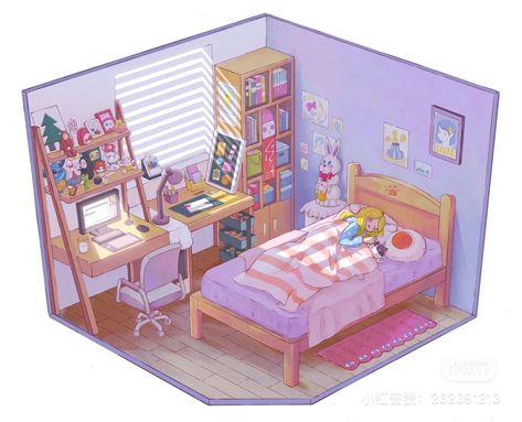 Cartoon Town, Sibling Room, Fantasy Bedroom, Bedroom Drawing, Isometric Art, Smart Home Design, Sims House Design, Cute Room Ideas, House Drawing