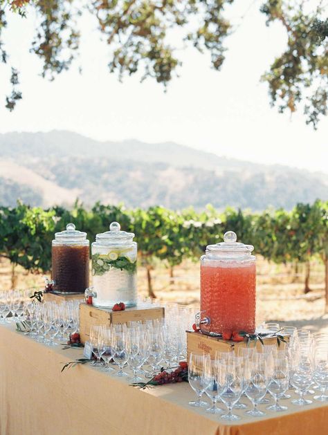 Wedding Drink Table, Afternoon Wedding, Drink Bar, Welcome Drink, Wedding Drink, Brunch Wedding, Martha Stewart Weddings, Drink Table, Welcome To The Party