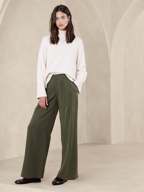 TENCEL Wide-Leg Pant | Banana Republic Factory Tencel Pants, Tencel Fabric, Banana Republic Factory, Banana Republic Pants, Wide Leg Pant, Polished Look, Wide Leg Pants, Banana Republic, Pant Jumpsuit