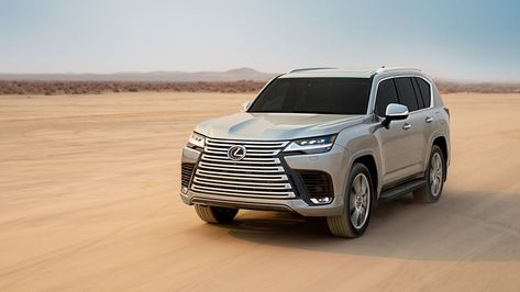 This upscale sibling to the 300-series Land Cruiser will go on sale in the U.S. next year and offers a new Ultra Luxury model with a VIP rear-seat setup. Lexus Lx 600, New Toyota Land Cruiser, New Lexus, New Suv, Reliable Cars, Suv Cars, Sports Models, Limited Slip Differential, Car Brand