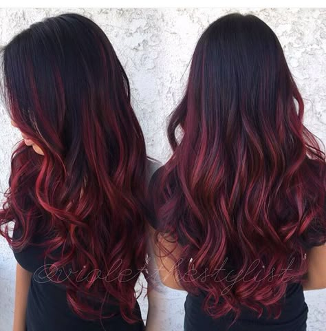 Maroon Weird Hair, Dark Ombre Hair, Red Balayage Hair, Ombre Dark, Red Ombre Hair, Brown Ombre Hair, Wine Hair, Hair Color Burgundy, Dark Red Hair