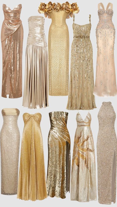 Gold ⚜️ Gold Homecoming Dress, Ladylike Style, Prom Dress Inspiration, Cute Prom Dresses, Dress Aesthetic, Pretty Prom Dresses, Evening Dresses Elegant, Glam Dresses, Ball Gown Dresses