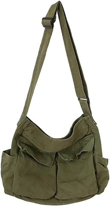 Sling Bag Aesthetic, Cute Messenger Bags, Messenger Bags For School, Canvas Sling Bag, Tote Bag With Pockets, Large Hobo Bag, Hobo Crossbody Bag, Laptop Shoulder Bag, Canvas Messenger Bag