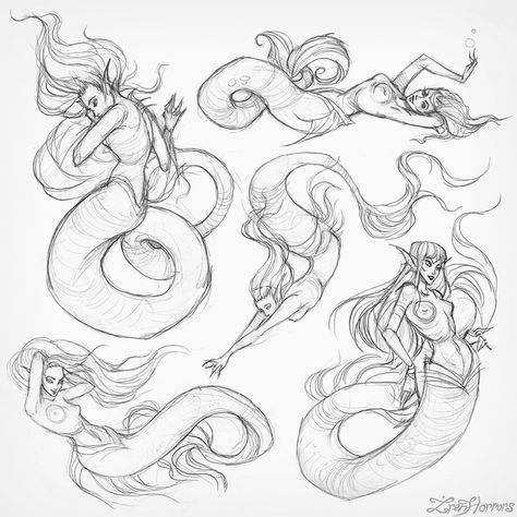 Random doodles from my sketchbook for #mermay ✏ Mermaid Pose Reference, Mermaid Reference, Reference For Drawing, Drawing Pose Reference, Mermaid Sketch, Mermaid Pose, Reference Pose, Mermaid Drawings, Fantasy Drawings