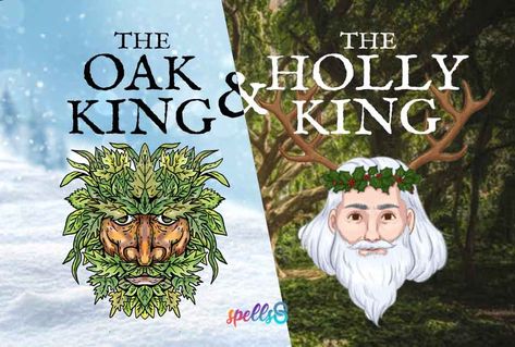 The Winter Solstice approaches and we are getting ready to celebrate Yule. It’s a good opportunity to retell the legend of the Oak King and the Holly King, personifications of winter and summer in various traditions. This is how the story goes: Long ago, our land was ruled by two Kings, who were brothers. The younger brother wore oak leaves as a crown, and was known as the Oak King. The older brother wore holly leaves as a crown, and was known as the Holly King... The Oak King And The Holly King, The Oak King, Oak King And Holly King Story, Pagan Astethic, Oak King And Holly King, Holly King Oak King, Litha Symbols, Yule Crown, Nordic Paganism