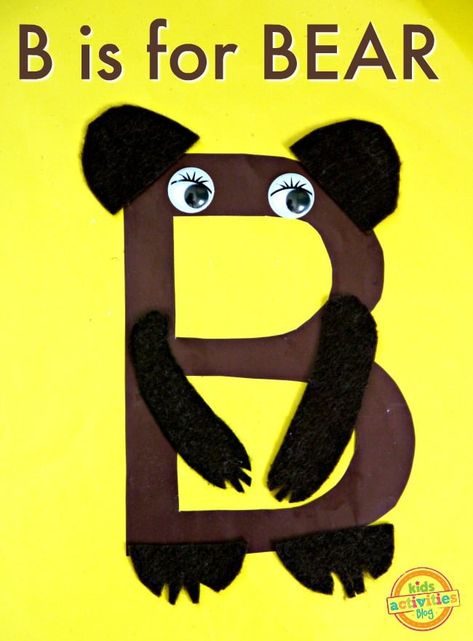 Letter B Craft- B Is For Bear Preschool Craft | Kids Activities Blog Letter B Craft, Bear Crafts Preschool, B Craft, Letter H Crafts, B Is For Bear, Letter L Crafts, Letter P Crafts, Bears Preschool, Letter D Crafts