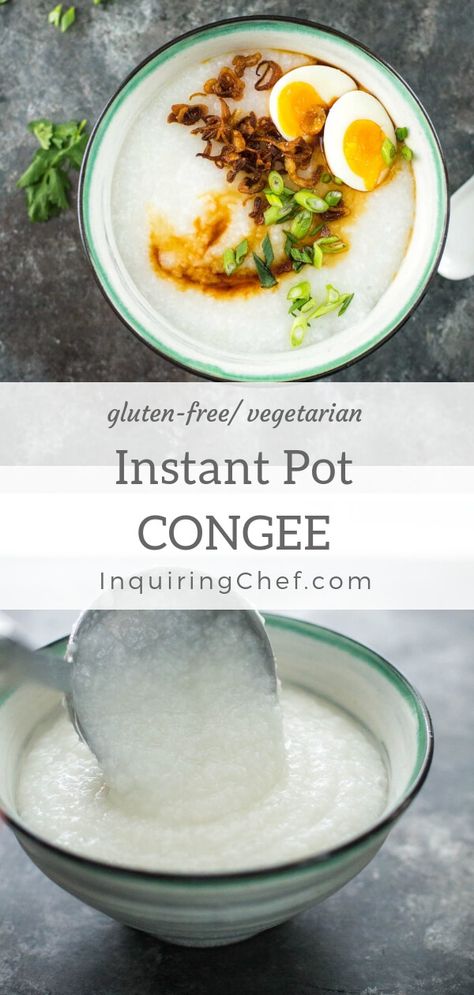 Instant Pot Congee, Boiled Eggs Instant Pot, Congee Recipe, Rice Congee, Asian Breakfast, Vegetarian Instant Pot, Porridge Recipes, Pot Recipes Easy, Creamy Rice