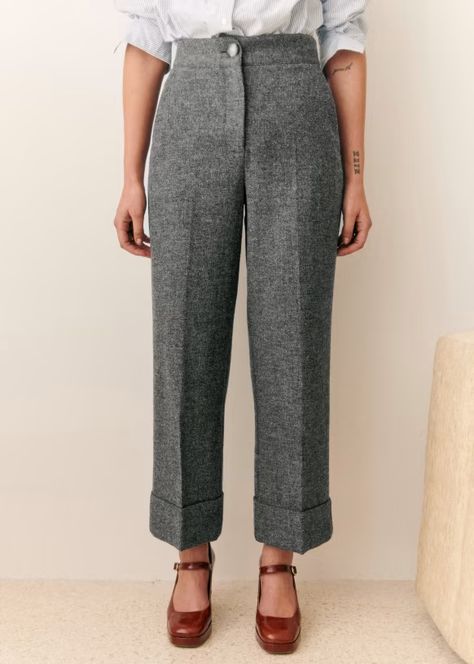 Damon Trousers - Mottled Grey - Sézane Grey Trousers Women, Grey Trousers, Skin Discoloration, Wool Pants, Business Casual Outfits, Mode Inspiration, New Wardrobe, Parisian Style, Beautiful Outfits