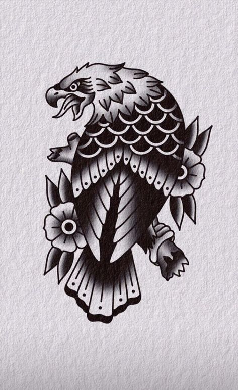 Black And White American Traditional Tattoo, Slumerican Tattoo, Old School Eagle Tattoo, Tradional Tattoo Ideas, Oldschool Tattoo Black, Old School Tattoo Design Black, Black Traditional Tattoo Flash, Tattoo Old School Black, Black Traditional Tattoo Old School