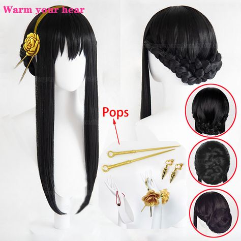 Yor Forger Cosplay, Hair Halloween, Anime Wigs, Yor Forger, Hair Anime, Wig Cap, Synthetic Hair, Cosplay Anime, Heat Resistant