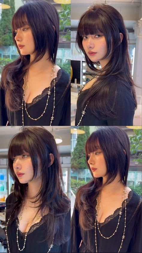 Layered Hair Medium Volume, Layered Long Hair Bangs, Tota Haircuts, Falco Haircut, Hime Cut Layered, Y2k Haircuts, Hair Inspiration Long, Hair Stylies, Haircut Hairstyle